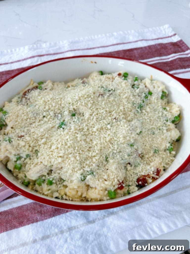 Casserole covered with aluminum foil for initial baking