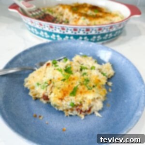 Chicken Alfredo Rice Casserole with golden Panko topping