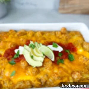 Huevos Rancheros Egg Casserole with tater tots and cheese