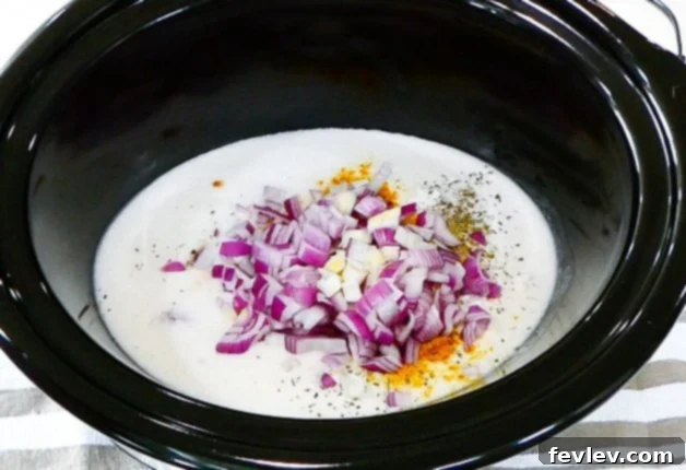 Curry simmering in a slow cooker