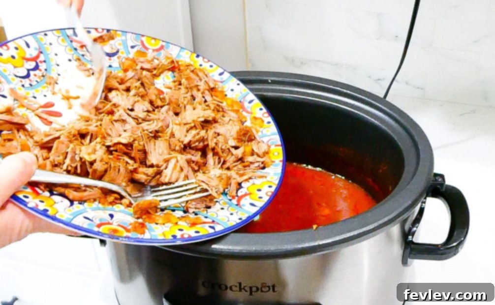 Hearty Slow Cooker Beef Ragu 10 shredded beef ragu after cooking