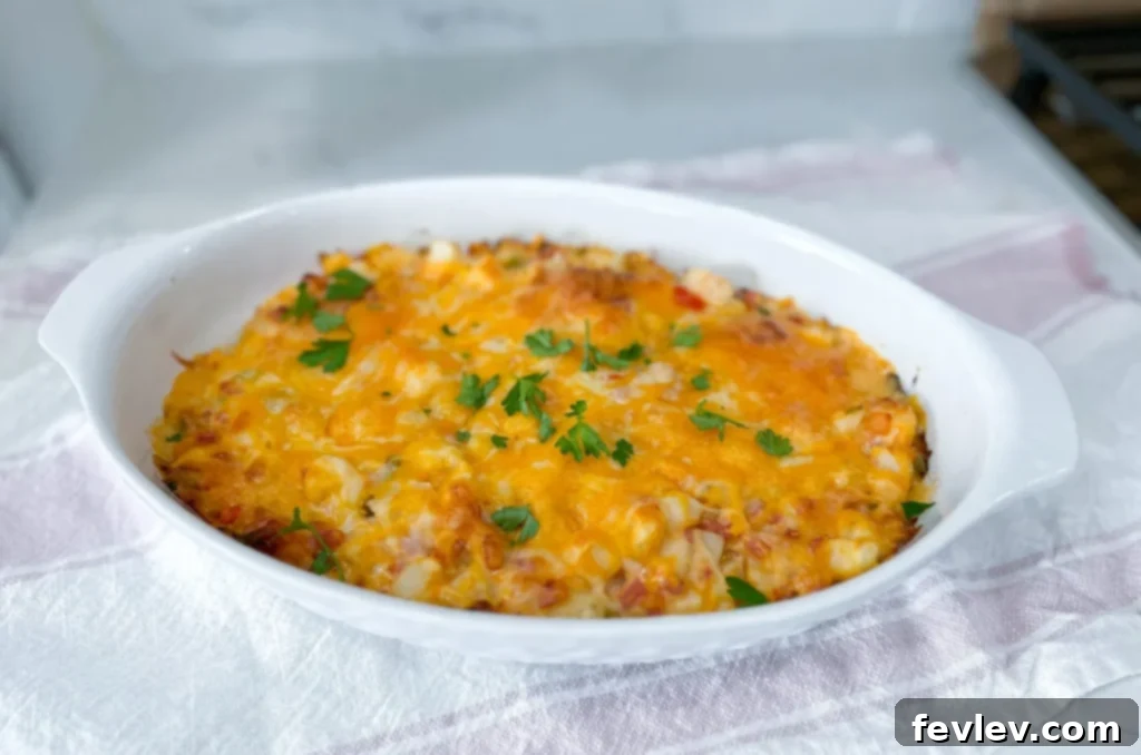 Creamy Ham and Potato Casserole with sour cream and salsa for a zesty twist