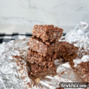 Delicious Chocolate Peanut Butter Crispy Bars, an easy no-bake dessert