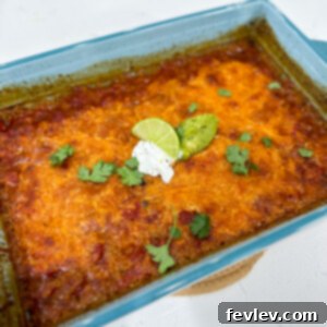 Delicious and hearty Black Bean Casserole topped with melted cheese, ready to be served