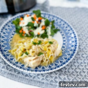 Delicious Slow Cooker Chicken Noodle Pasta with creamy sauce