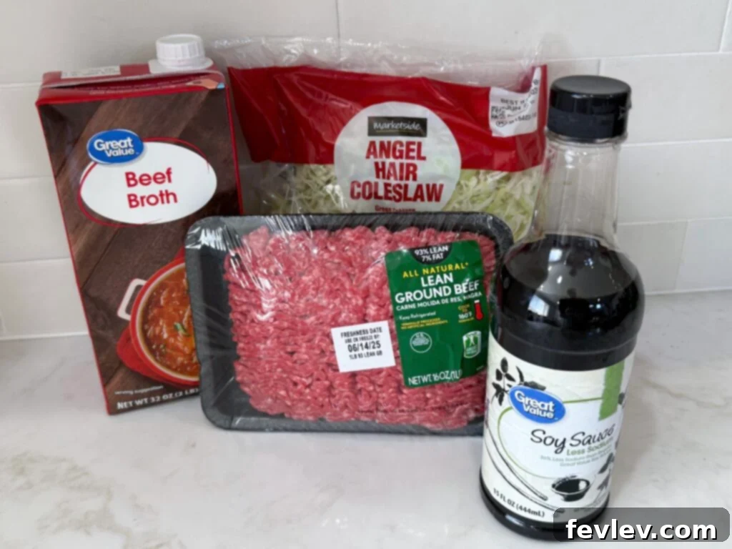Deconstructed Beef Egg Roll Bowl 3 Egg roll in a bowl ingredients
