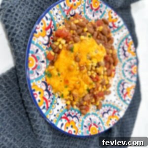 Fiesta Pinto Bean Casserole with melted cheese and fresh cilantro garnish, served in a rustic casserole dish