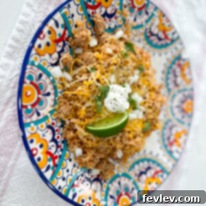 Delicious Low Carb Salsa Turkey Skillet garnished with fresh cilantro and avocado slices