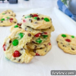 Delicious Cake Mix Chocolate Chip M&M Cookies fresh from the oven, showcasing their vibrant colors and chewy texture.