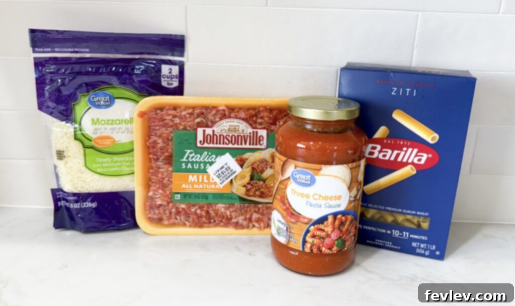 Ultimate Cheesy Baked Ziti 2 Ingredients for the best baked ziti