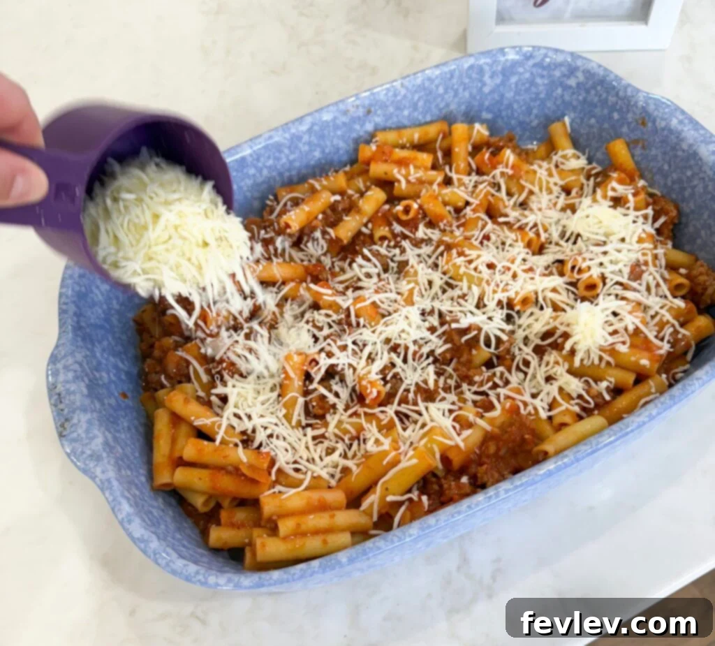 Ultimate Cheesy Baked Ziti 5 Baked ziti ready for the oven