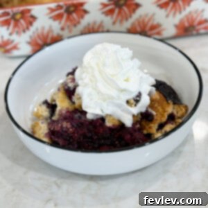 Perfect Homemade Berry Cobbler 9 Baked berry cobbler topped with scoop of vanilla ice cream