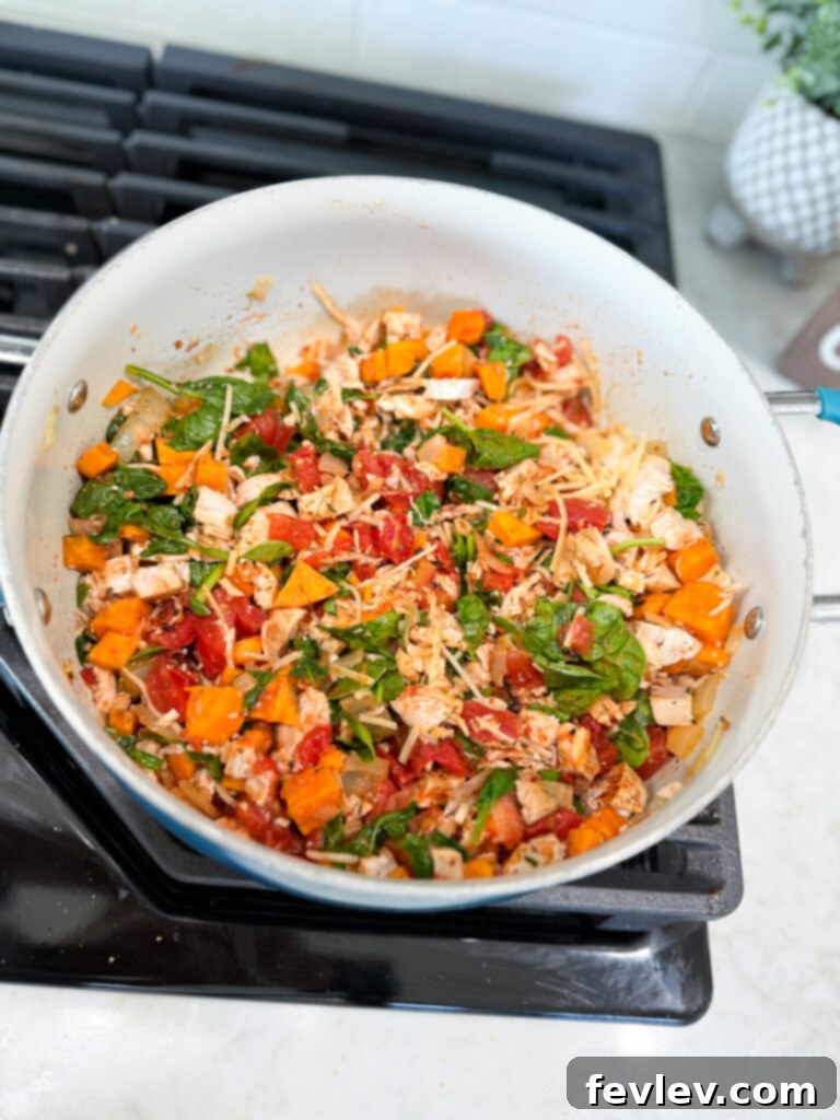 Close-up of easy chicken and sweet potato dinner, highlighting texture and freshness