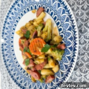 Delicious Stir Fry Sausage Potato Skillet, a quick and savory one-pan meal with smoked sausage, crispy french fries, and mixed vegetables