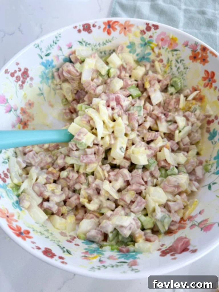 Creamy Ham Salad Sandwiches 4 Close-up of freshly made ham salad sandwiches on a platter