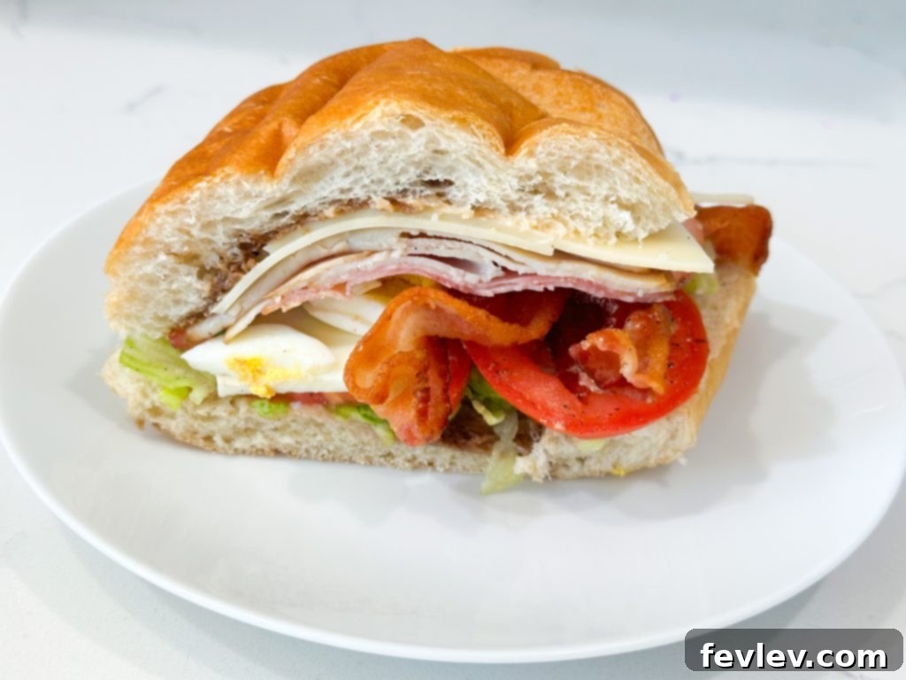 Italian Cobb Sub 6 Italian cobb salad sub ready to be served