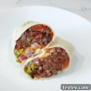 Black Bean Fiesta Burritos 7 Close-up of a delicious Black Bean Burrito