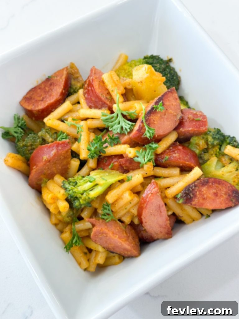 Smoked Sausage Mac and Cheese: A Five Dollar Feast 3 Close-up of smoked sausage pieces