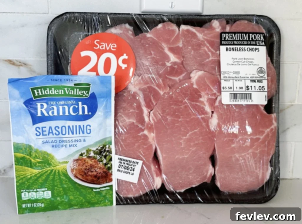 Seared ranch pork chops ingredients