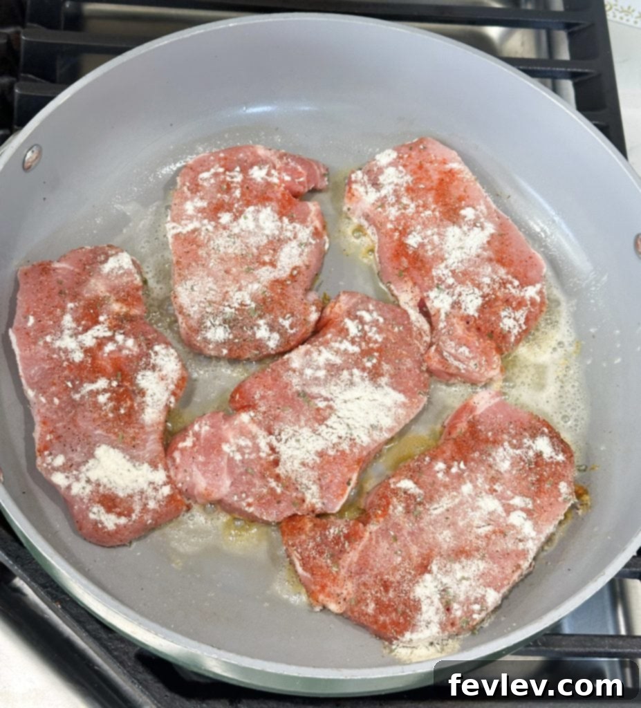 Seared ranch pork chops