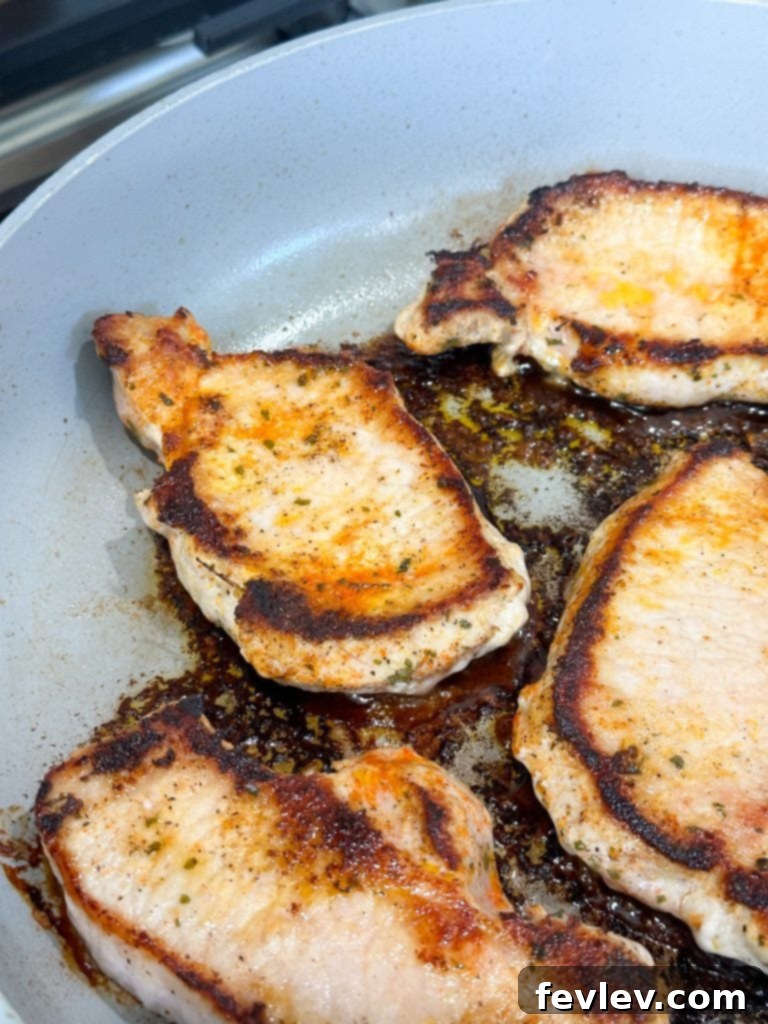 Seared ranch pork chops