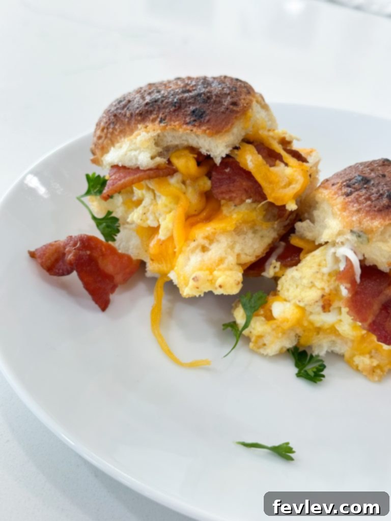 Grab-and-Go Breakfast Bites 9 Variety of breakfast sliders with different fillings and toppings
