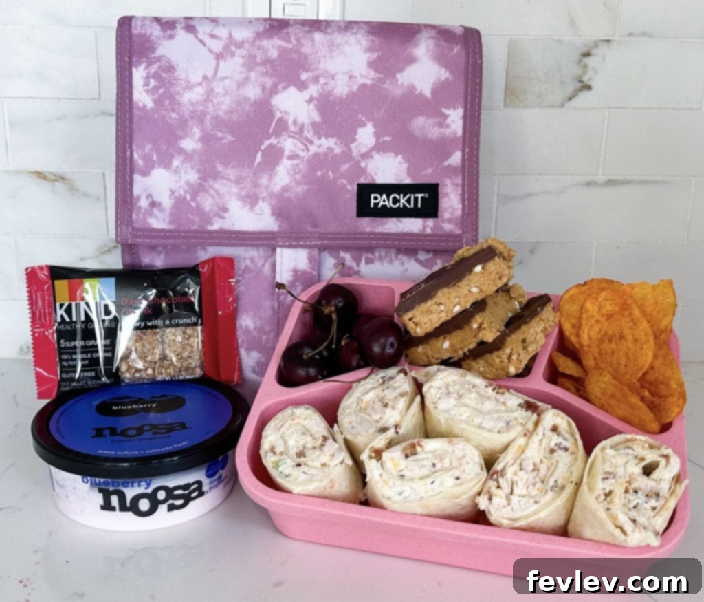 5 Fast and Flavorful Back-to-School Lunches 2 Delicious chicken bacon ranch pinwheels, perfect for an easy packed lunch
