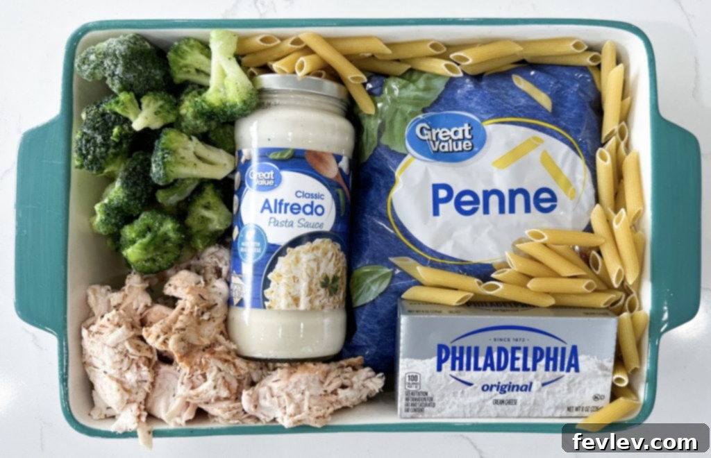 Dump and go garlic chicken pasta casserole ingredients