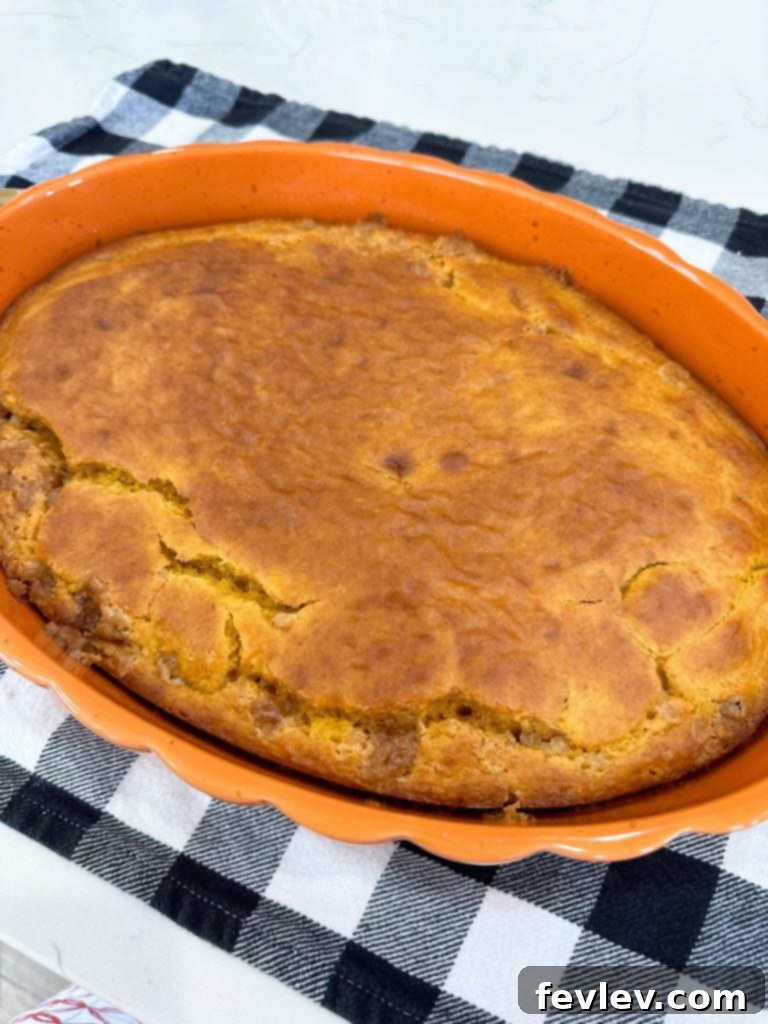 The golden brown Pumpkin Honey Bun Cake fresh out of the oven