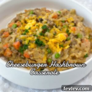 Cheeseburger Hash Brown Casserole with a crispy topping and melted cheese