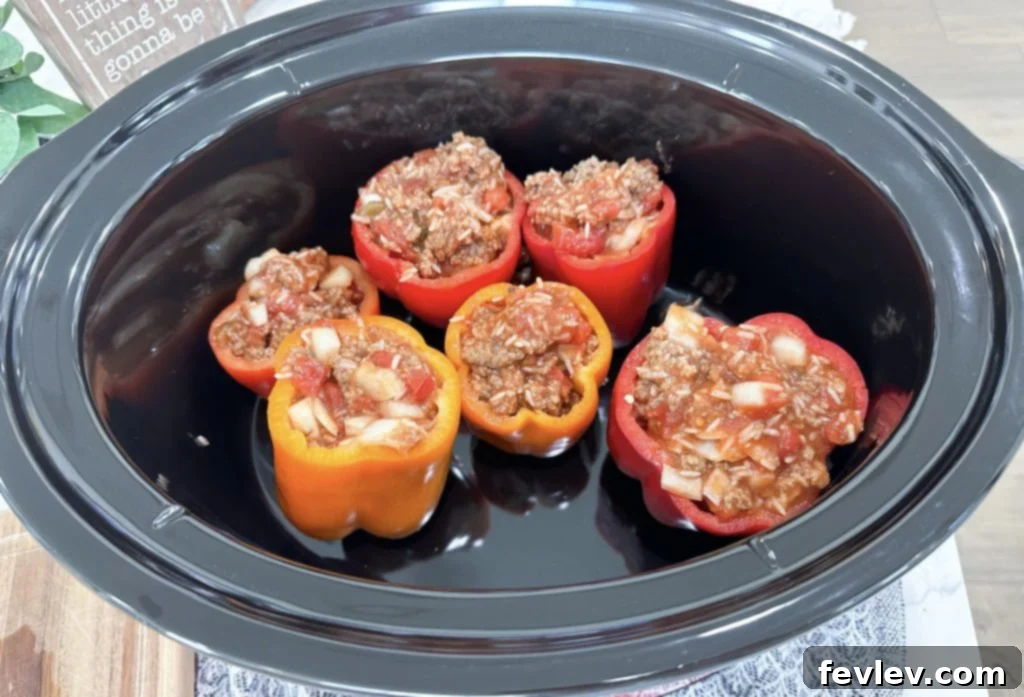 Effortless Stuffed Pepper Delight 6 slow cooker stuffed peppers