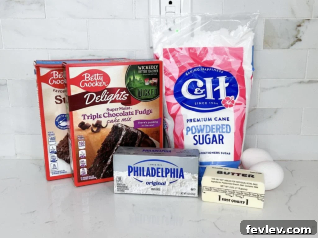Ingredients for easy homemade Oreo cookie sandwiches