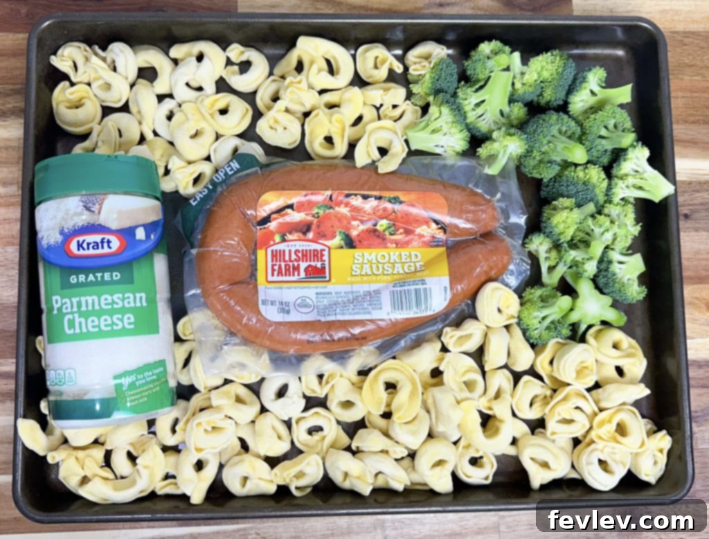 sheet pan sausage tortellini ingredients
