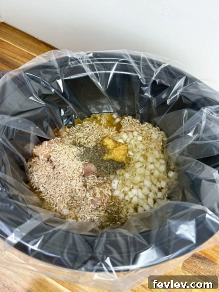 easy slow cooker chicken, vegetables, and rice