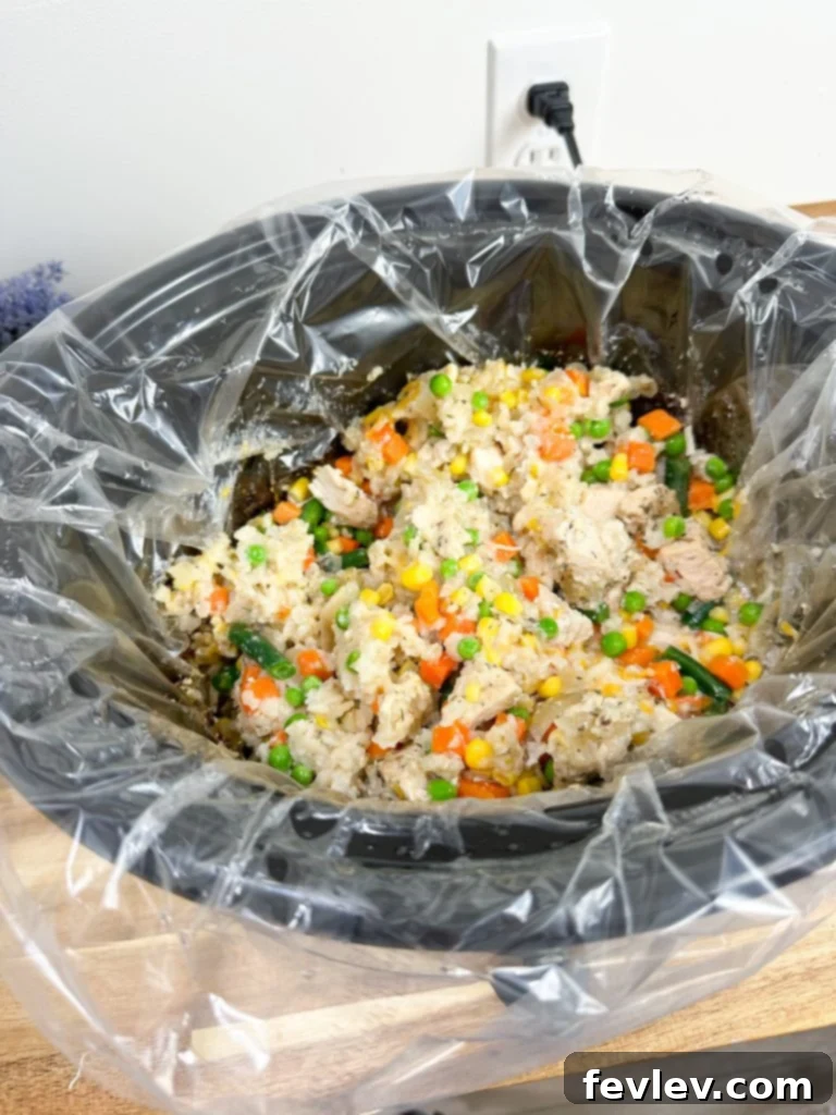 easy slow cooker chicken, vegetables, and rice
