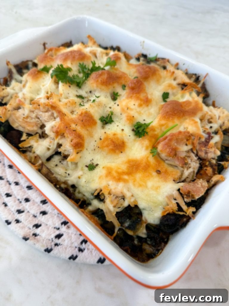 Nourishing Chicken Casserole 5 Leftover healthy chicken casserole stored in an airtight container, ready for meal prep