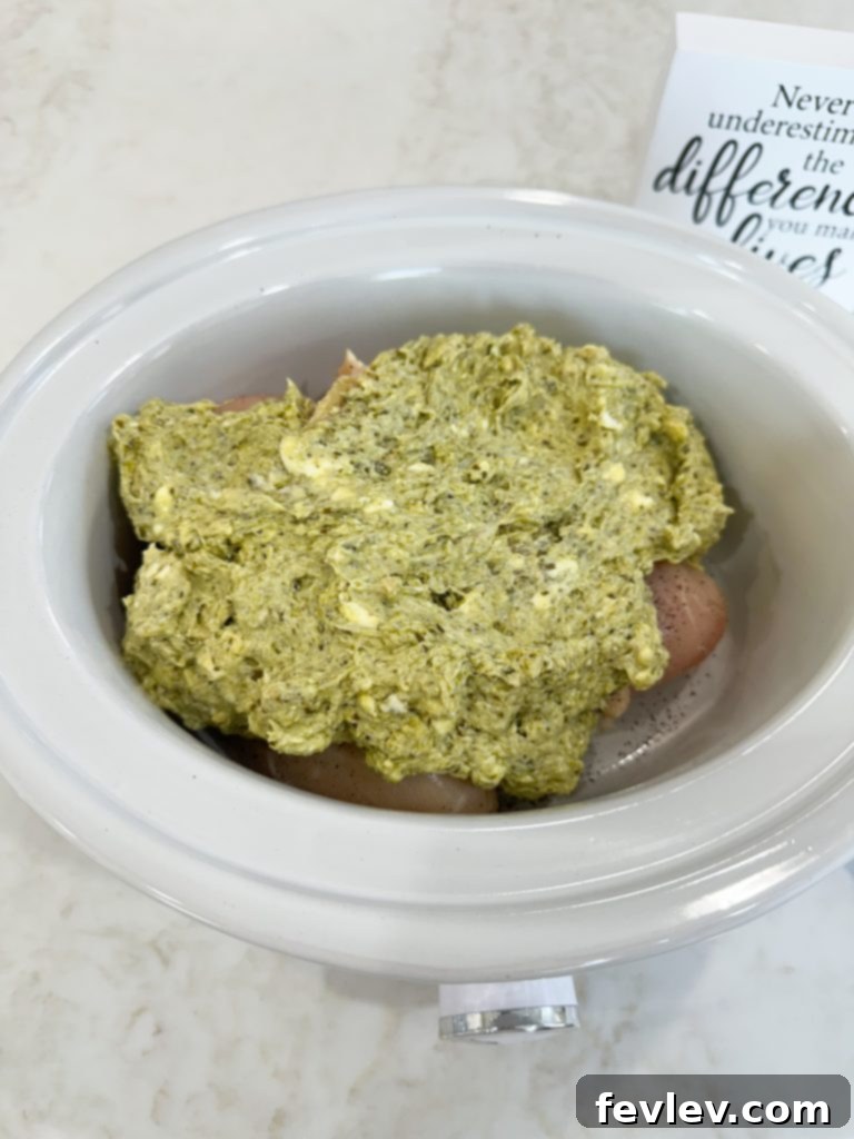 easy slow cooker pesto chicken