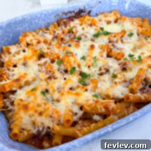 The best baked ziti, a cheesy and flavorful 5-ingredient pasta dinner.
