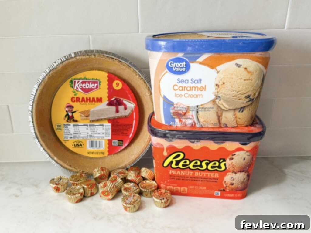 Ingredients for classic ice cream cake pie