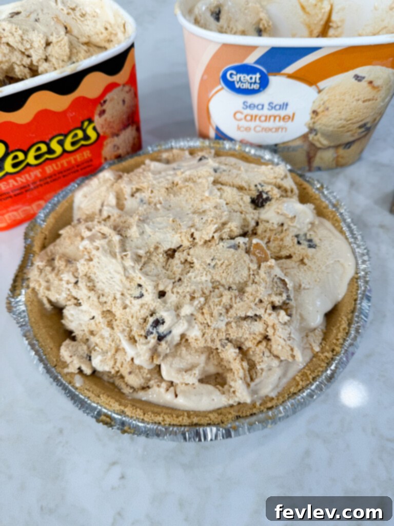 Quick and easy ice cream pie preparation