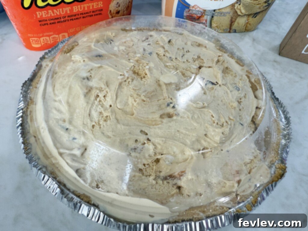 Storing a homemade ice cream cake pie