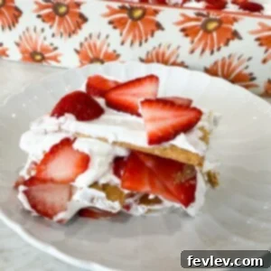 Simple icebox cake recipe with strawberries and cream