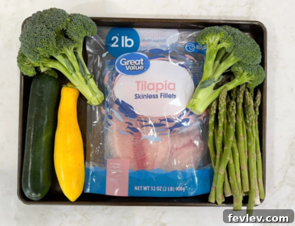 easy sheet pan tilapia ingredients