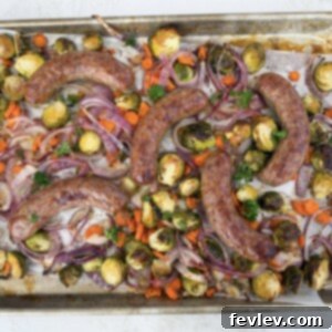Easy sheet pan Italian sausages and colorful vegetables