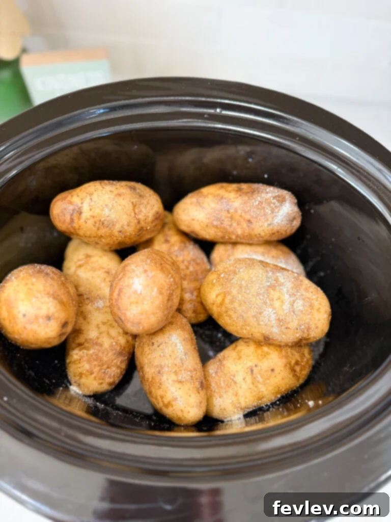 slow cooker method for easy baked potatoes