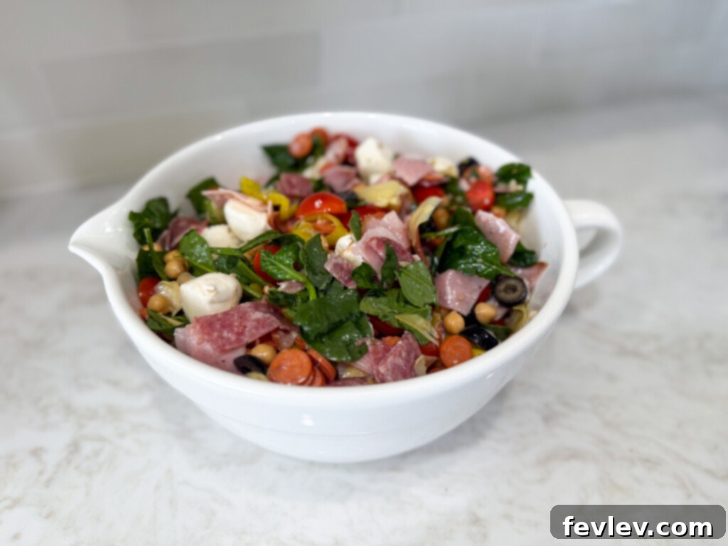 Easy and delicious chickpea antipasto salad, a family favorite