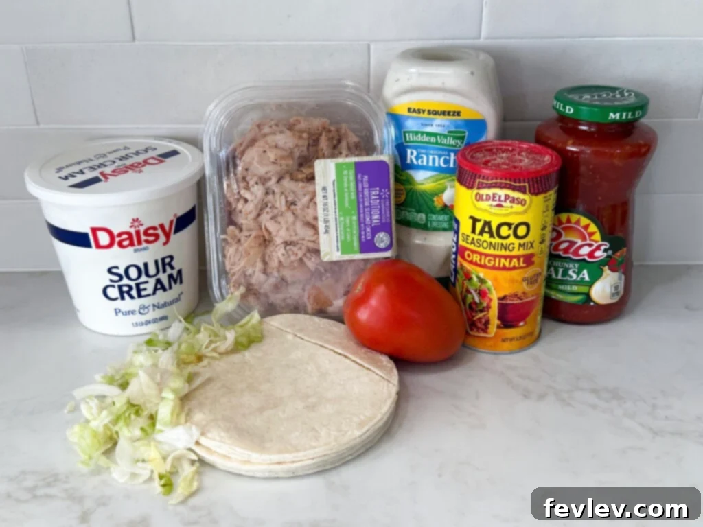 Ingredients for Chicken Taco Wraps with Creamy Salsa Ranch