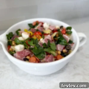 Easy Chickpea Antipasto Salad, perfect for summer picnics and gatherings