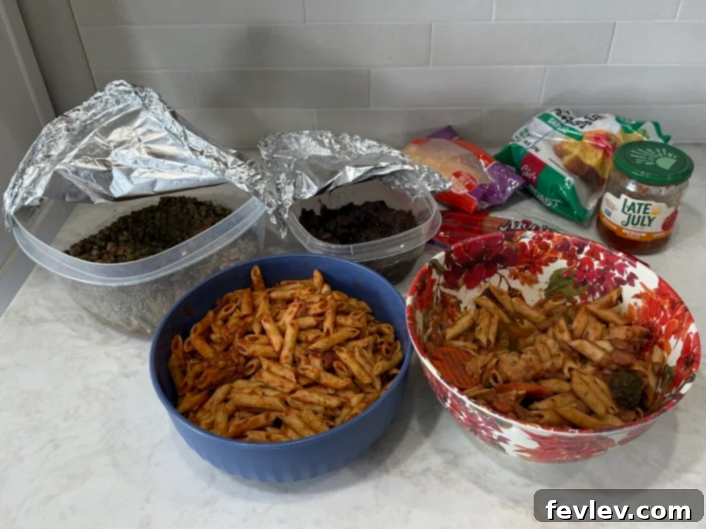 My Dollar Tree Food Challenge: A Full Week of Budget Eating 9 Various leftover Dollar Tree meals, neatly packed for future consumption.