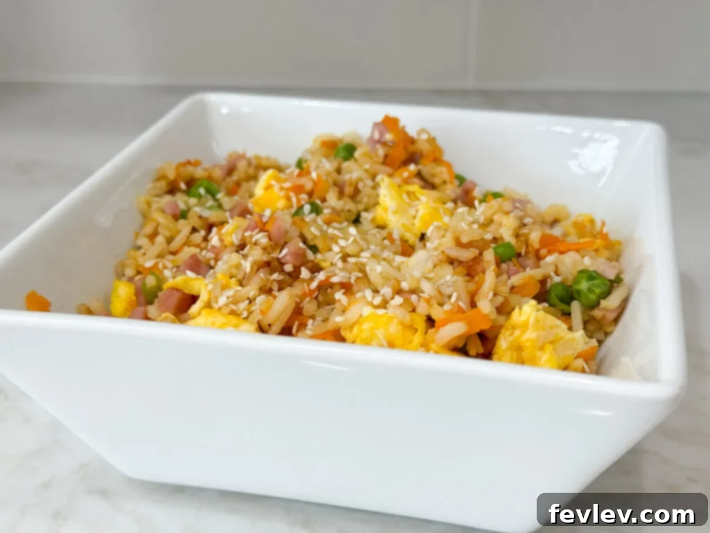 Quick and Delicious Ham Fried Rice 9 Finished ham fried rice ready to serve